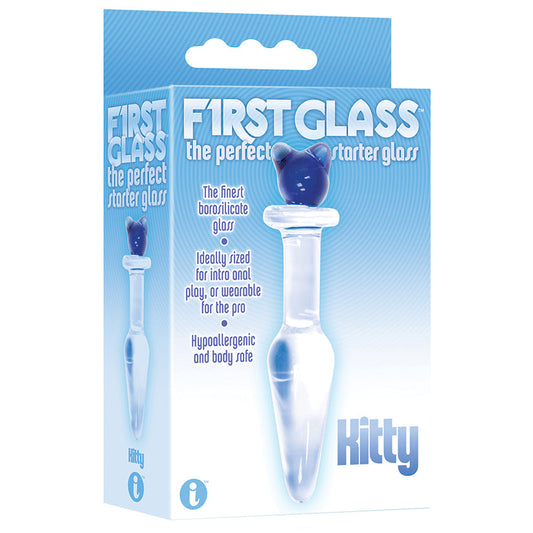 The 9s First Glass Kitty Love Glass Butt Plug-Blue - UABDSM