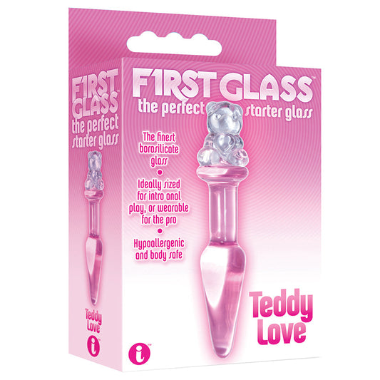 The 9s First Glass Teddy Love Glass Butt Plug-Pink - UABDSM