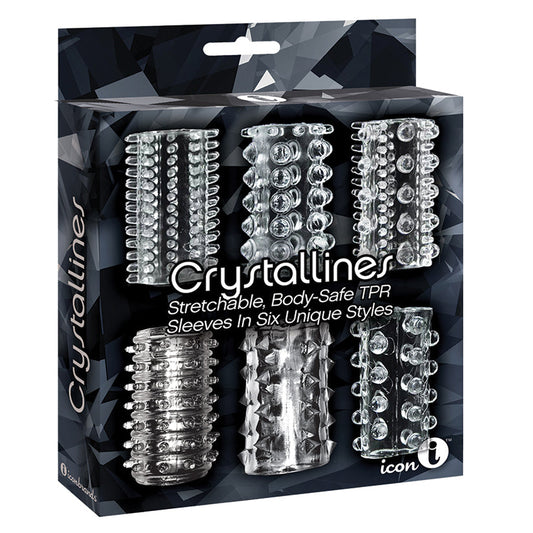 The 9s Crystalline TPR Cock Sleeves-Clear 6pk - UABDSM