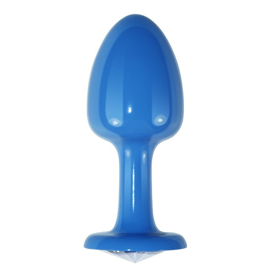 Blue Butt Plug With Transparent Stone In Rosebud Blue Gift Box - UABDSM