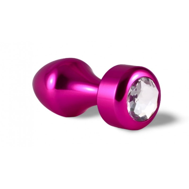 Butt Plug Pink With Transparent Stone Rosebud Aluminum - UABDSM