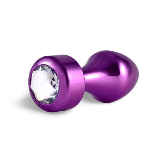 Butt Plug Purple With Transparent Stone Rosebud Aluminum - UABDSM