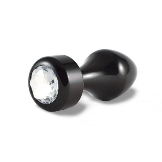 Butt Plug Black With Transparent Stone Rosebud Aluminum - UABDSM