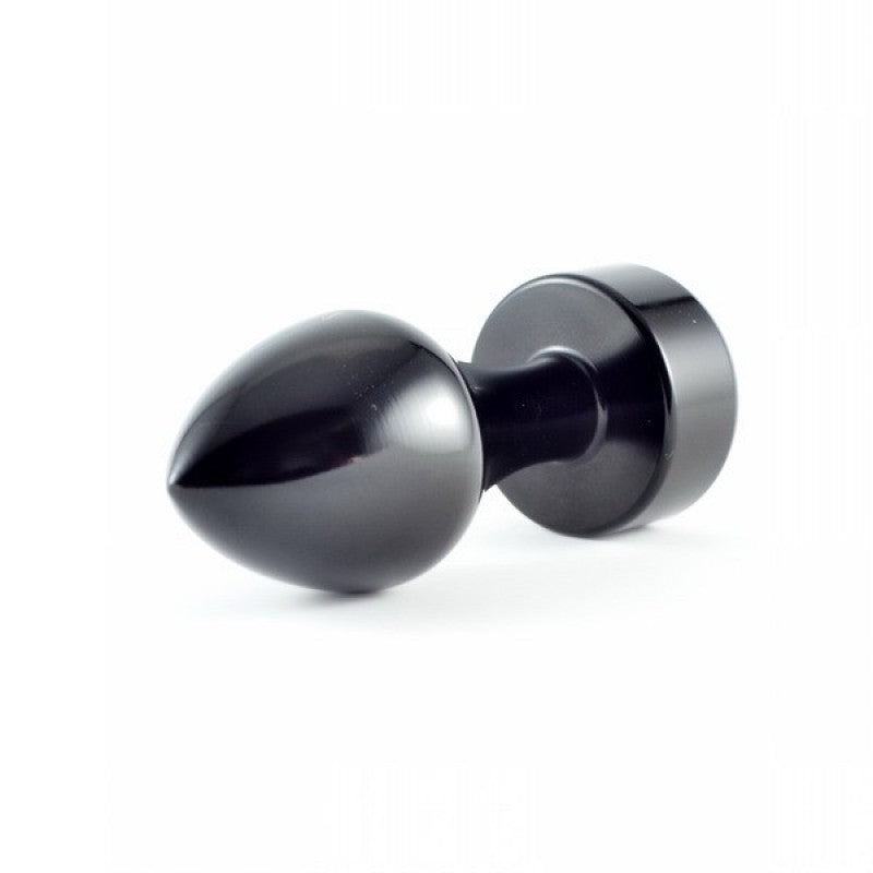 Butt Plug Black With Transparent Stone Rosebud Aluminum - UABDSM