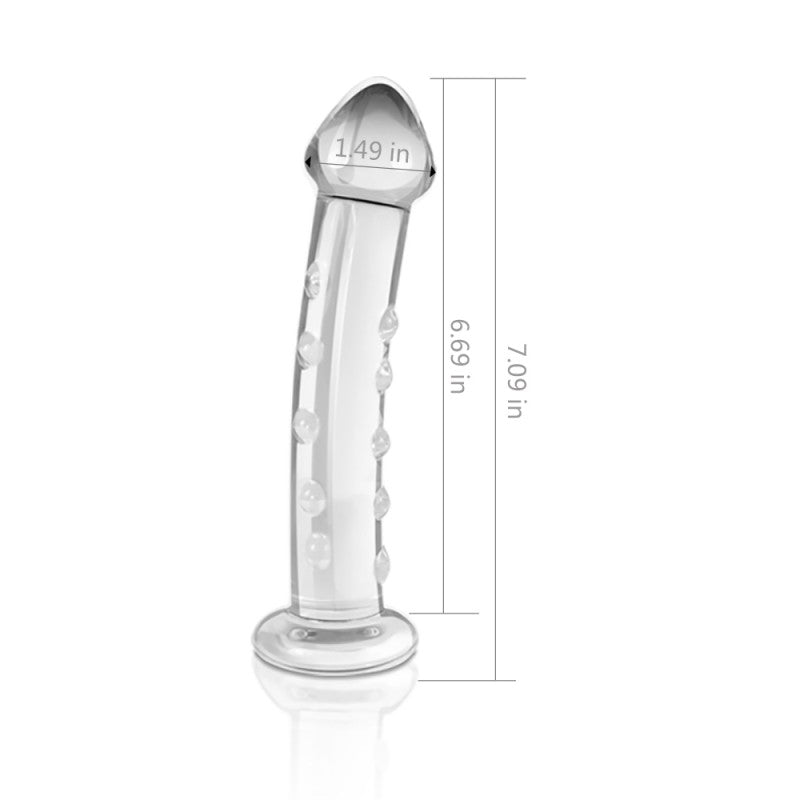 Glass Dildo With Pimples Transparent Glass Romance - UABDSM