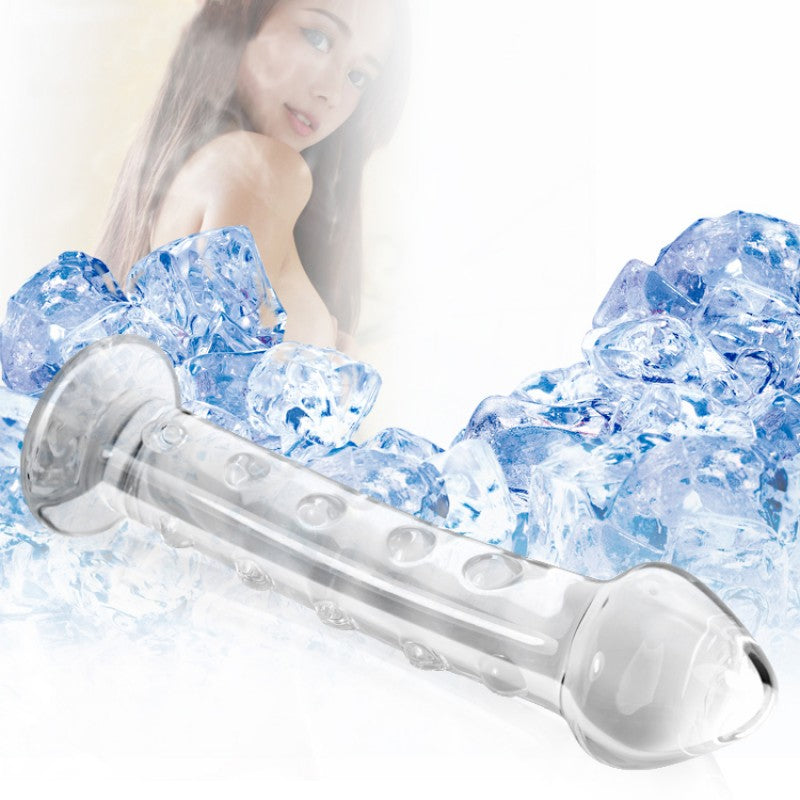 Glass Dildo With Pimples Transparent Glass Romance - UABDSM