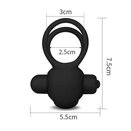 Vibrating Penis Attachment With Power Clit Duo Silicone Cockring Erection Rings - UABDSM