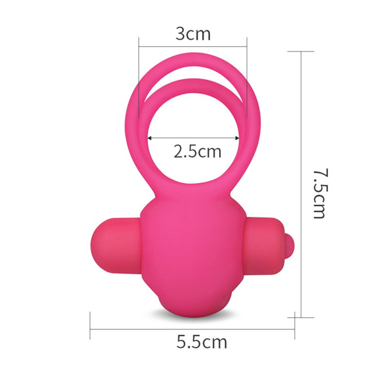 Vibrating Penis Attachment With Power Clit Duo Silicone Cockring Erection Rings - UABDSM