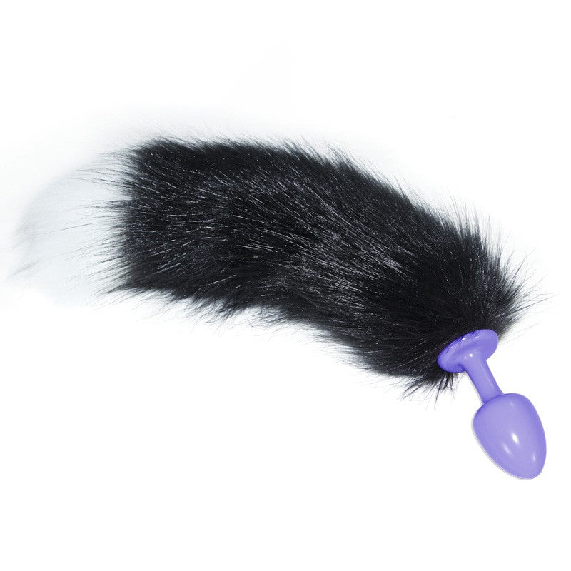 Butt Plug Purple With Black And White Tail Luxury Metal Anal Tail - UABDSM