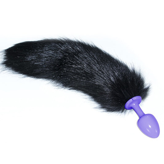 Butt Plug Purple With Black Tail Luxury Metal Anal Tail - UABDSM