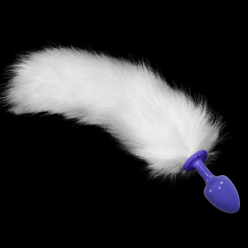 Butt Plug Purple With White Tail Luxury Metal Anal Tail - UABDSM