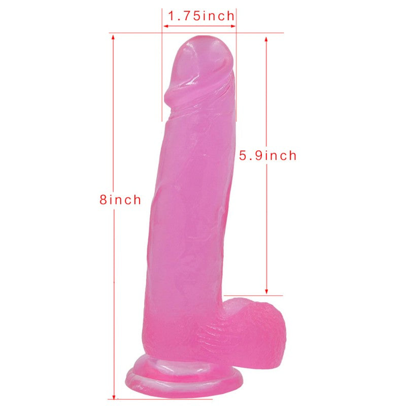 Suction Cup Dildo Pink Jelly Studs Crystal Dildo Large - UABDSM