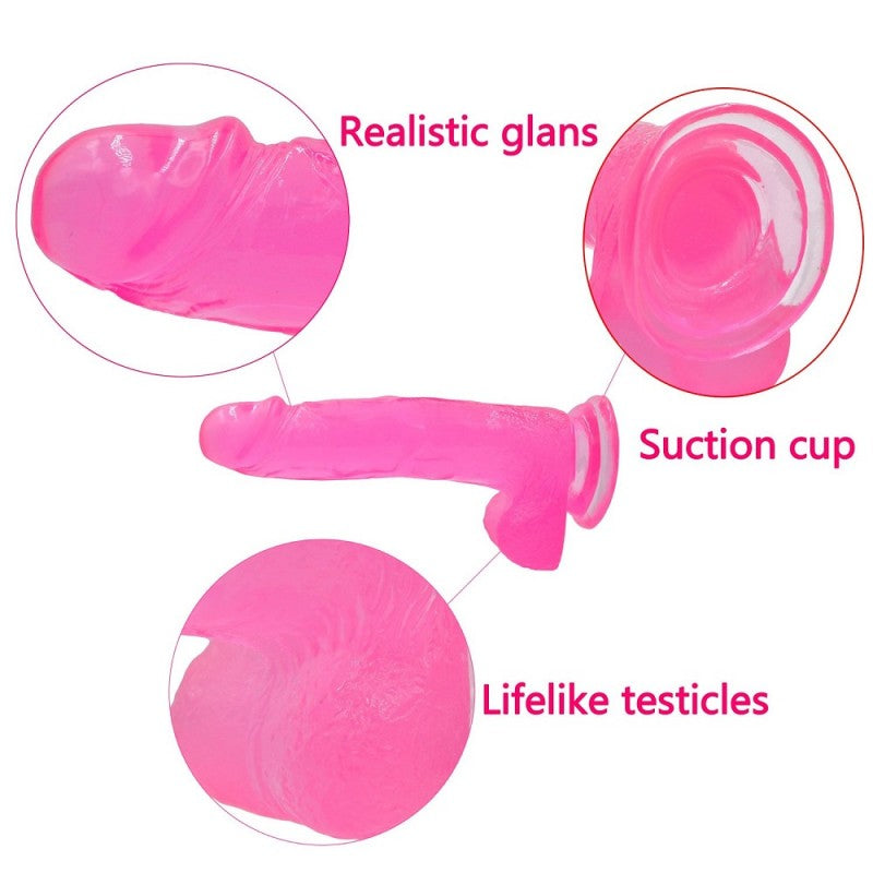 Suction Cup Dildo Pink Jelly Studs Crystal Dildo Large - UABDSM