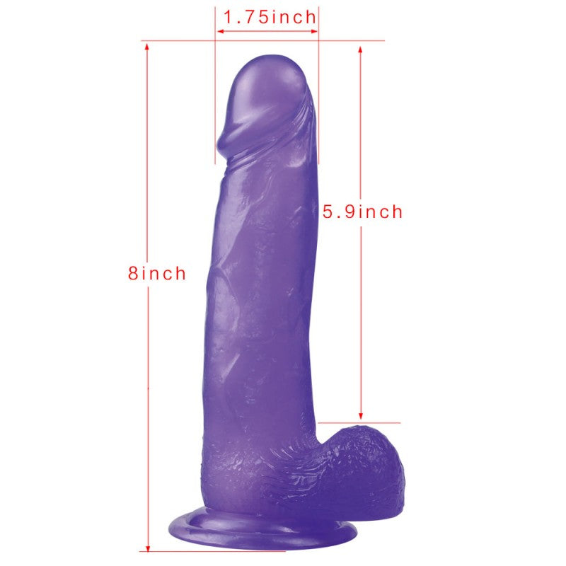 Suction Cup Dildo Purple Jelly Studs Crystal Dildo Large - UABDSM