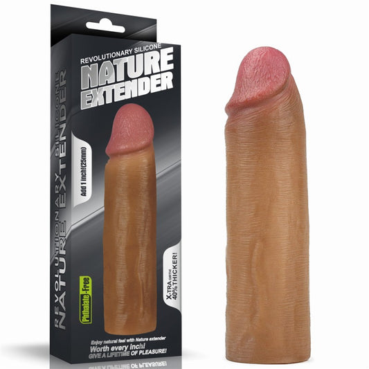 Super Realistic Penis Extender Brown Revolutionary Silicone Nature Extender - UABDSM