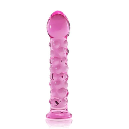 Pink Glass Dildo With Pimples Glass Romance - UABDSM