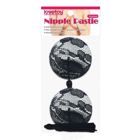 Reusable Black Lace Round Tassel Nipple Pasties - UABDSM