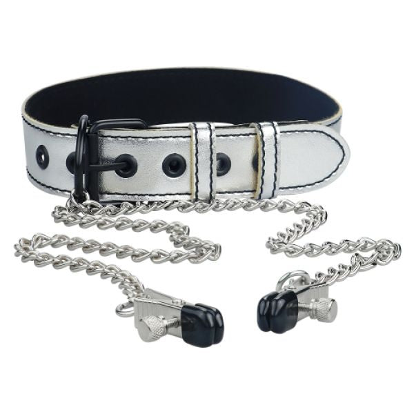 Silver Collar With Nipple Clamps Collar With Nipple Clamp - UABDSM