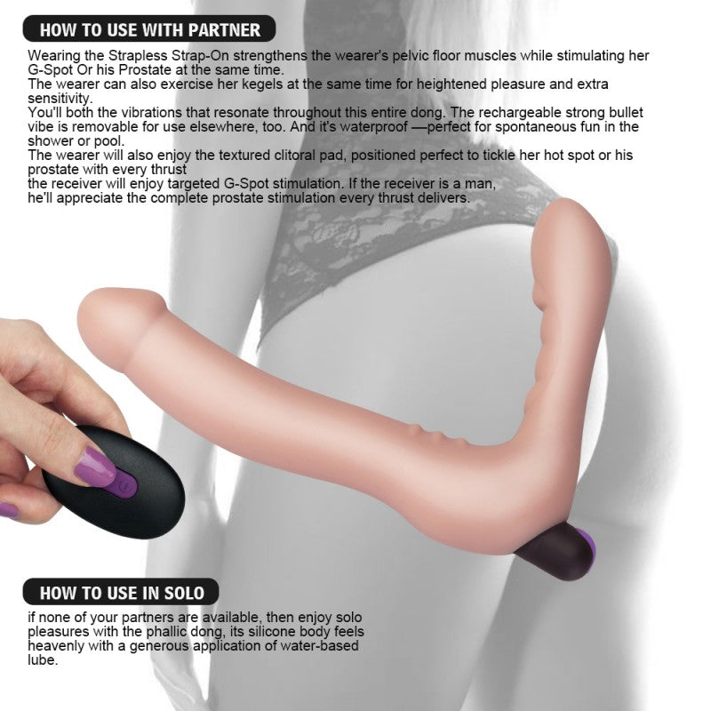 Rechargeable Double Strapon Rechargeable IJOY Strapless Strap On - UABDSM