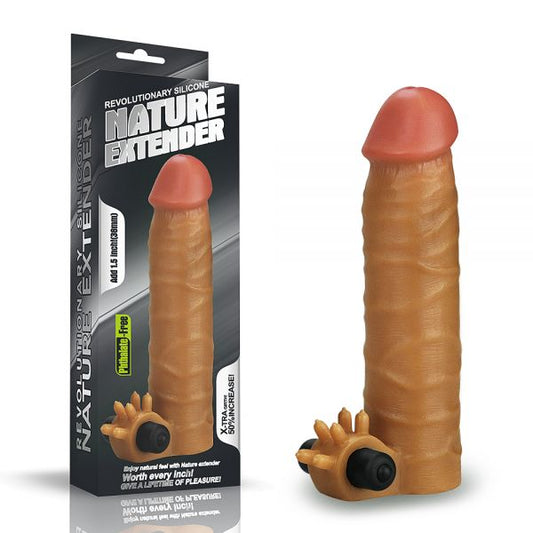 Vibrating Extension Brown Revolutionary Silicone Nature Extender - UABDSM