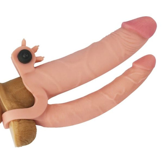 Pleasure X Tender Vibrating Double Penis Sleeve Flesh - UABDSM