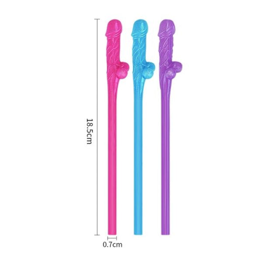 Set Of Colored Straws In The Shape Of A Penis Original Willy Straws 9 Pcs - UABDSM