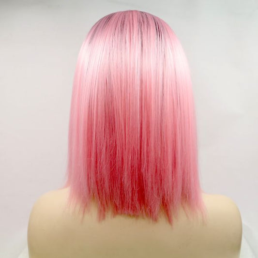 Wig ZADIRA Square Pink Female Short Straight With Ombre - UABDSM