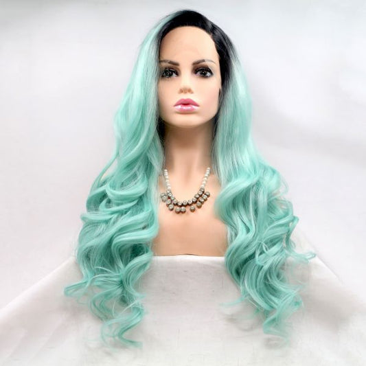 Wig ZADIRA Turquoise Green Long Wavy For Women - UABDSM