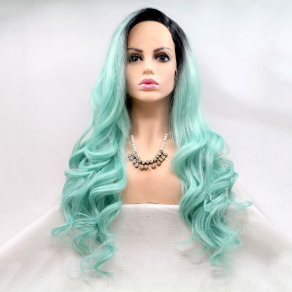 Wig ZADIRA Turquoise Green Long Wavy For Women - UABDSM