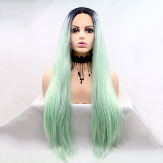 Long Straight Wig ZADIRA Delicate Mint With Ombre - UABDSM