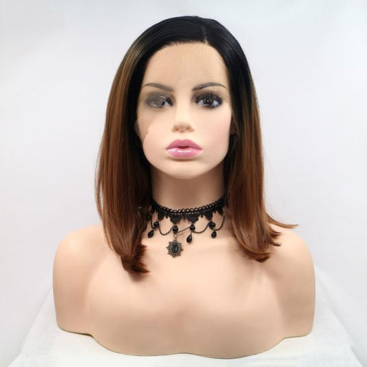 Wig ZADIRA Square Brown Female Short Straight With Ombre - UABDSM