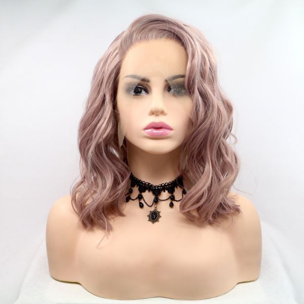 Wig ZADIRA Square Ash Pink Wavy For Women - UABDSM