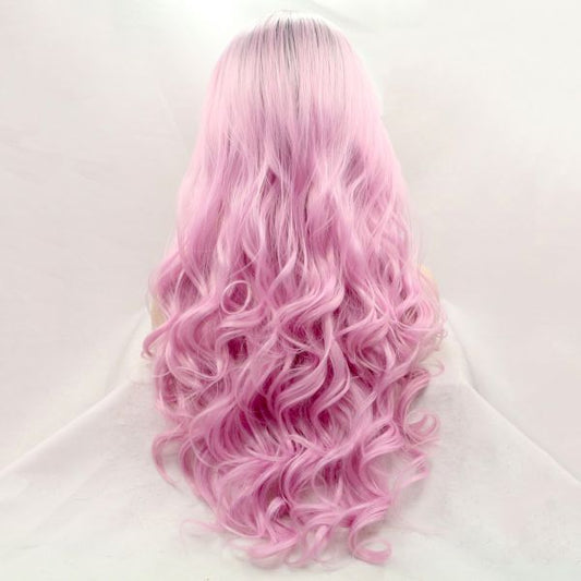 Wig ZADIRA Light Pink Female Long Wavy On A Mesh - UABDSM