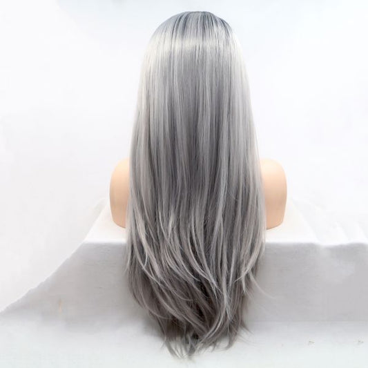 Wig ZADIRA Gray Blond Female Long Straight With Ombre - UABDSM