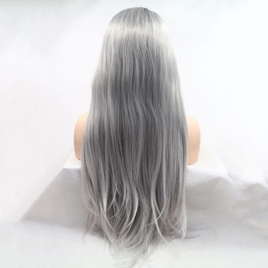 Wig ZADIRA Gray Female Long Straight With Short Ombre - UABDSM