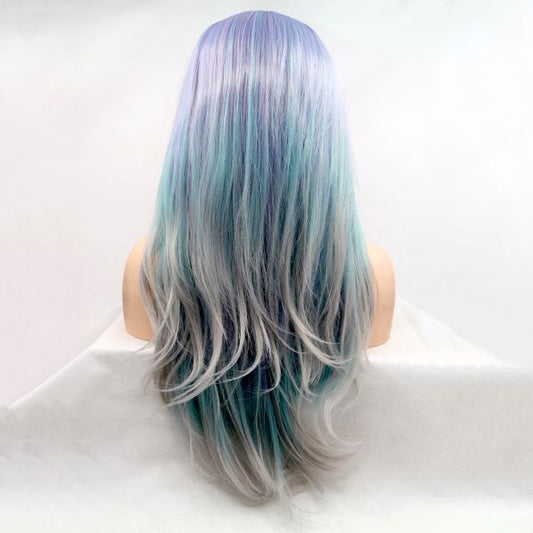 Wig ZADIRA Lilac-gray-blue Gradient Female Long Straight - UABDSM