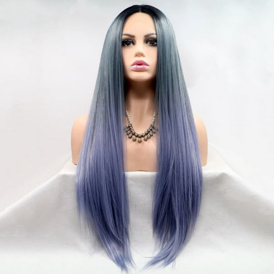 Wig ZADIRA Purple Gradient Female Long Straight With Ombre - UABDSM