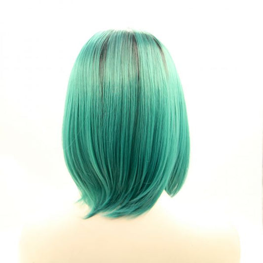 Wig ZADIRA Square Green Female Short Straight With Ombre - UABDSM