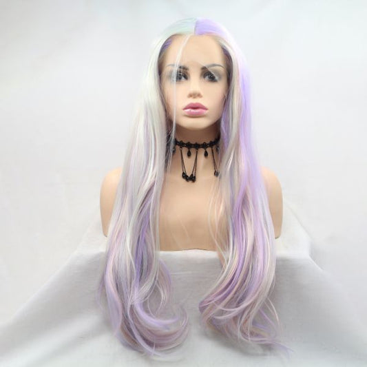 Long Wig ZADIRA White Blond With Colored Strands - UABDSM