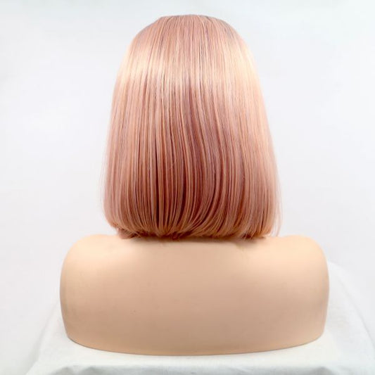 Wig ZADIRA Square Pink Powdery Short Straight Wig - UABDSM