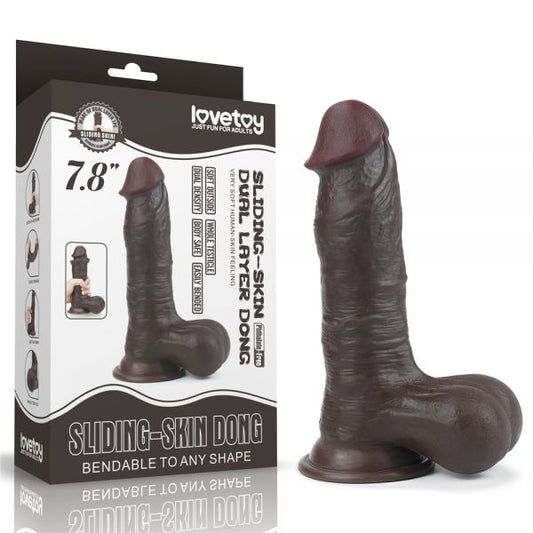 Suction Cup Dildo Sliding Skin Dual Layer Dong 7.8 - UABDSM