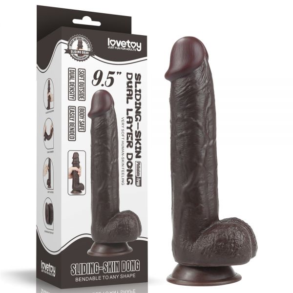 Dildo Suction Cup Sliding Skin Dual Layer Dong 9.5 - UABDSM