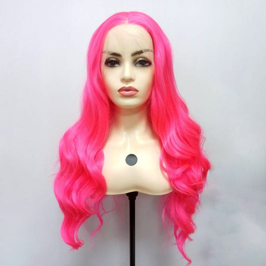 Wig ZADIRA Pink Female Long Wig With Curls On A Mesh - UABDSM
