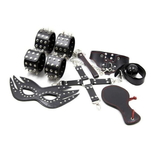 Set For Bdsm Games With Spikes From 7 Pieces Of Black Color Shades Of Love - UABDSM