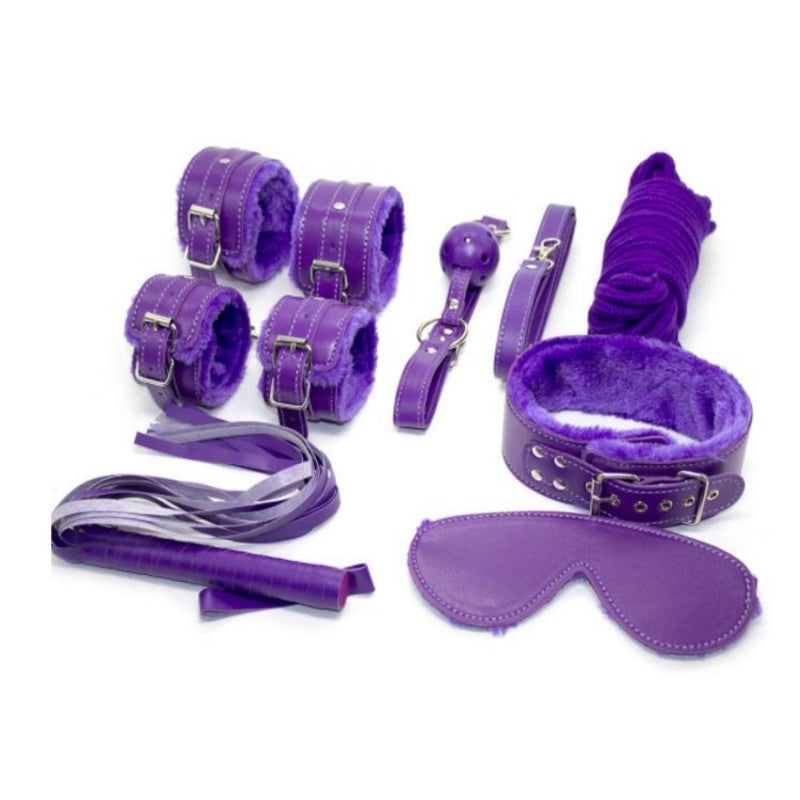 Set For Bdsm Games Of 7 Items With Fur Purple Shades Of Love - UABDSM