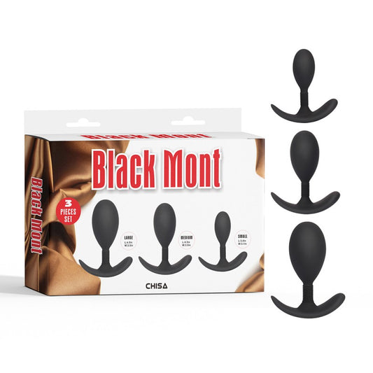 Black Butt Plugs In Different Sizes Anal Trainer Kit - UABDSM