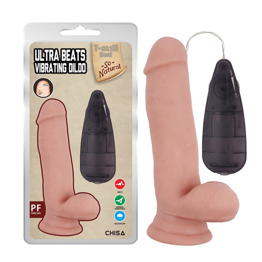 Nude Vibrator With Suction Cup And Remote Control Ultra Beats Vibrating Dildo - UABDSM