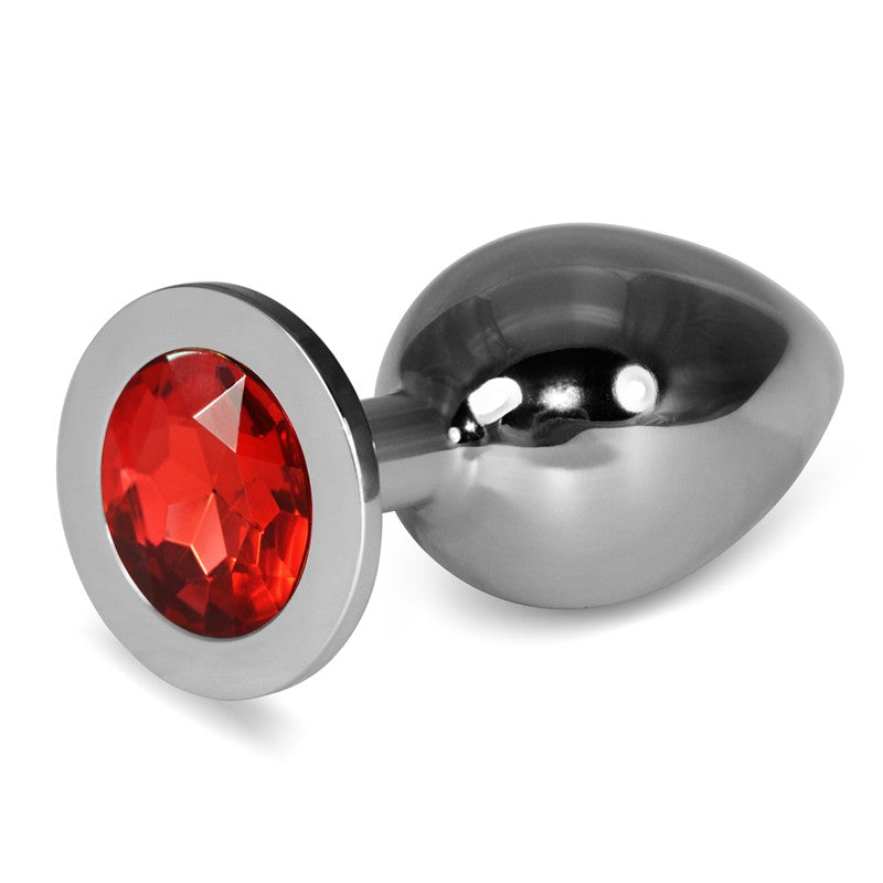 Butt Plug With Red Rosebud Classic Metal Plug Large - UABDSM