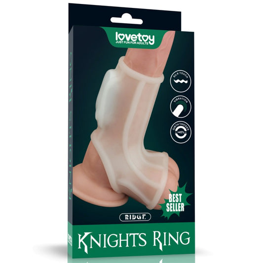 Vibrating Ridge Knights Ring With Scrotum Sleeve - UABDSM