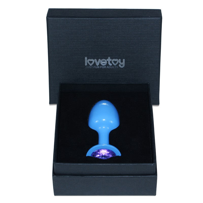 Blue Butt Plug With Blue Stone In Rosebud Blue Gift Box - UABDSM